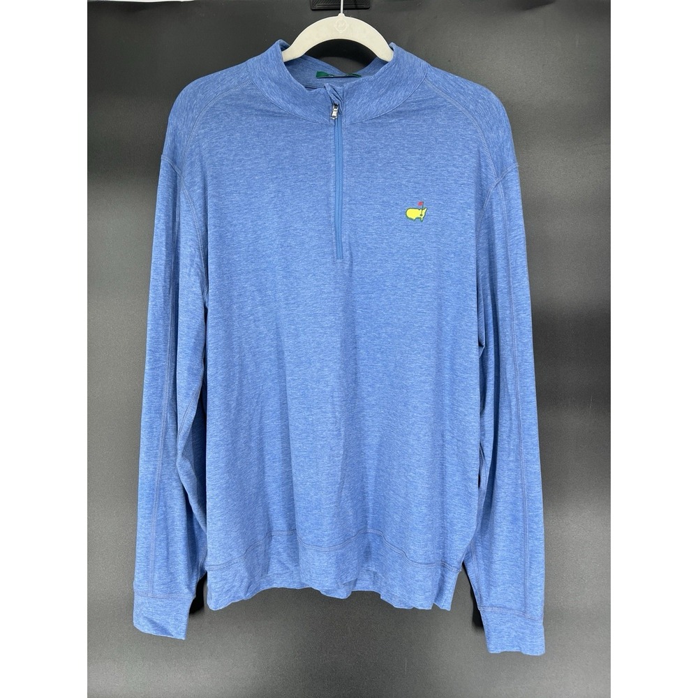 Masters Classics Blue 1/4 Zip Golf Polo Shirt Men's Size L Long Sleeve Logo